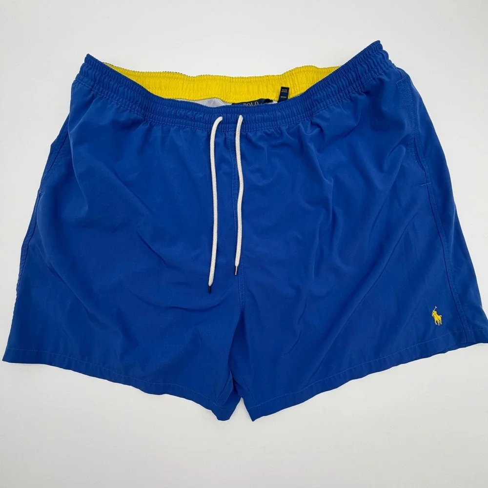 Polo Ralph Lauren Mens Blue Swim Trunks Big & Tall‎ 4XB Mesh Lined Pony Logo